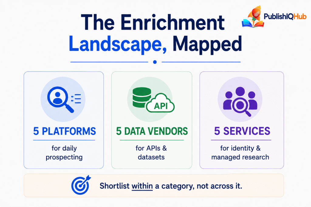 5 platforms for daily prospecting • 5 data vendors for APIs & datasets • 5 services for identity & managed research — Shortlist within a category, not across it. - Data Cleansing Companies