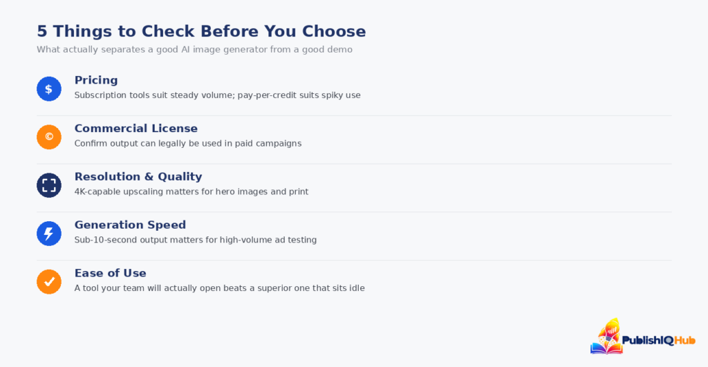 Comparison criteria for AI Image Generation Tool